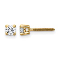 True Origin 14K Yellow Gold 0.33 Carat Lab Grown Diamond VS+ F+ Round Four Prong Heavy Weight Screw Back Complete Stud Earrings view 1