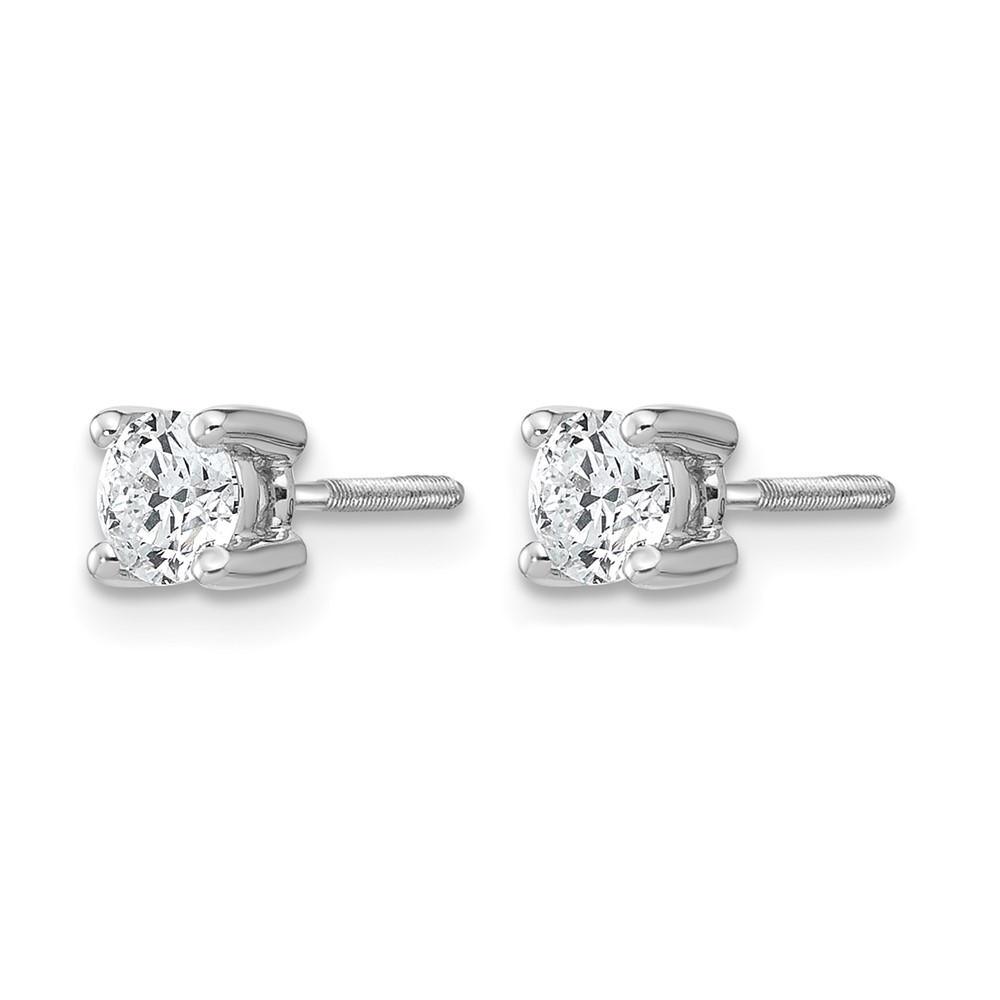 14k White Gold 1/2 ctw Lab Grown Diamond VS+ F+ Round 4 Prong Heavy Wt. Screwback Stud Earrings (EM1016S-050-WLD)
