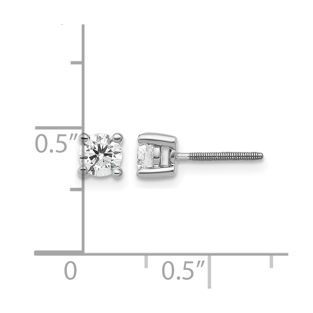 14k White Gold 1/2 ctw Lab Grown Diamond VS+ F+ Round 4 Prong Heavy Wt. Screwback Stud Earrings (EM1016S-050-WLD)