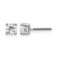 True Origin 14K White Gold 0.50 Carat Lab Grown Diamond VS+ F+ Round Four Prong Heavy Weight Screw Back Complete Stud Earrings view 1