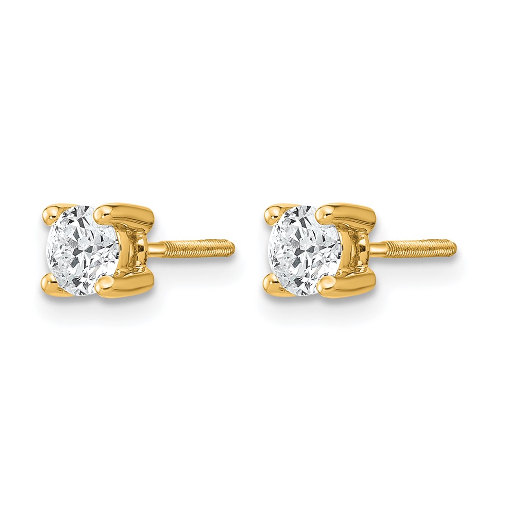 14k Yellow Gold 1/2 ctw Lab Grown Diamond VS+ F+ Round 4 Prong Heavy Wt. Screwback Stud Earrings (EM1016S-050-LD)