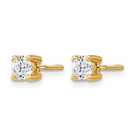 True Origin 14K Yellow Gold 0.50 Carat Lab Grown Diamond VS+ F+ Round Four Prong Heavy Weight Screw Back Complete Stud Earrings view 2