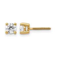 True Origin 14K Yellow Gold 0.50 Carat Lab Grown Diamond VS+ F+ Round Four Prong Heavy Weight Screw Back Complete Stud Earrings view 1