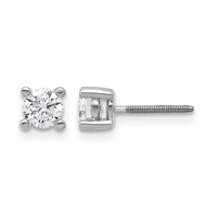 True Origin 14K White Gold 0.67 Carat Lab Grown Diamond VS+ F+ Round Four Prong Heavy Weight Screw Back Complete Stud Earrings view 1