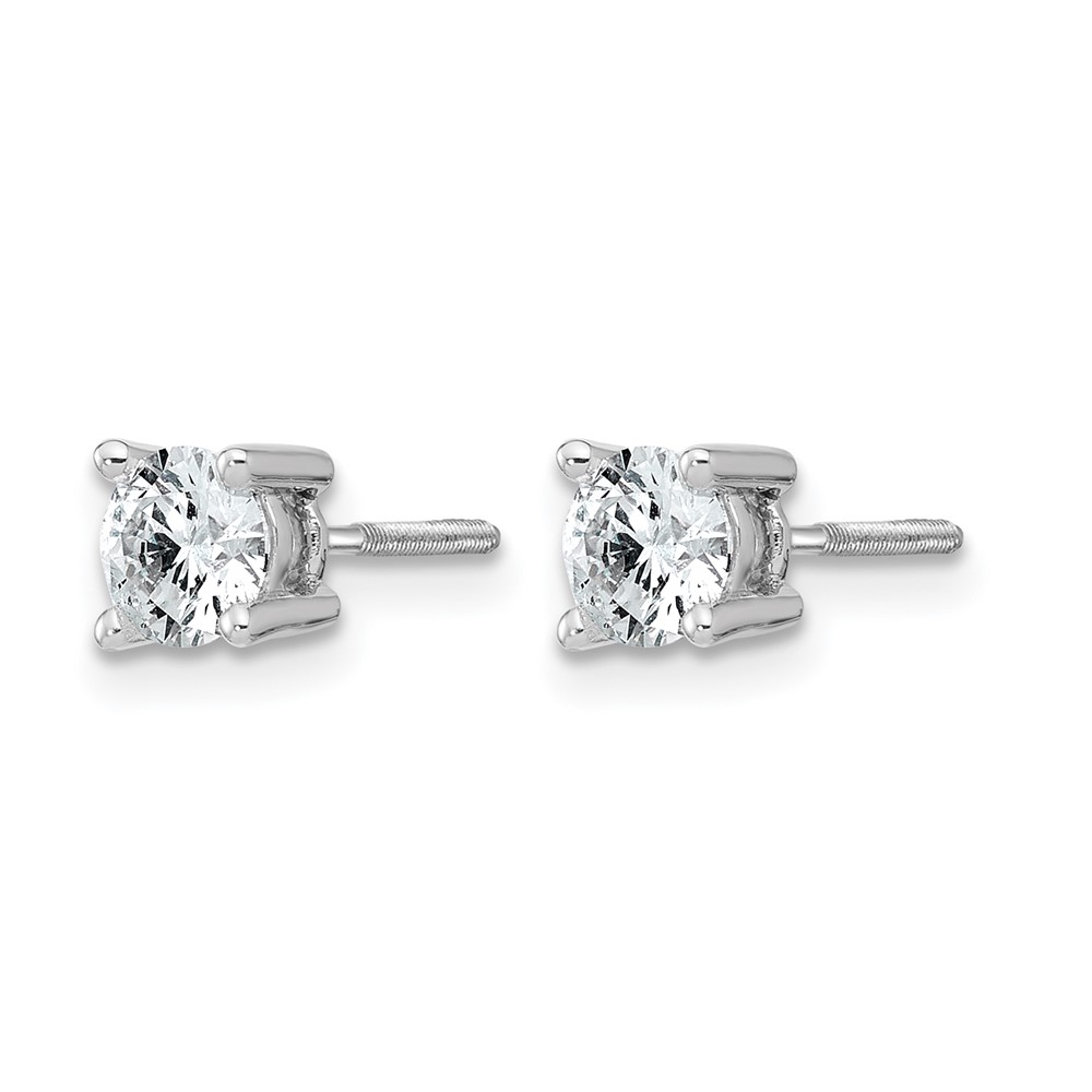14k White Gold 3/4 ctw Lab Grown Diamond VS+ F+ Round 4 Prong Heavy Wt. Screwback Stud Earrings (EM1016S-075-WLD)