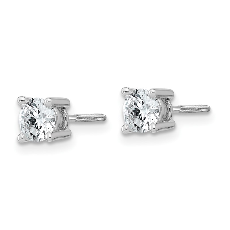 14k White Gold 3/4 ctw Lab Grown Diamond VS+ F+ Round 4 Prong Heavy Wt. Screwback Stud Earrings