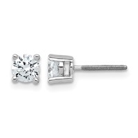 True Origin 14K White Gold 0.75 Carat Lab Grown Diamond VS+ F+ Round Four Prong Heavy Weight Screw Back Complete Stud Earrings view 1