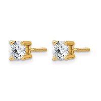 True Origin 14K Yellow Gold 0.75 Carat Lab Grown Diamond VS+ F+ Round Four Prong Heavy Weight Screw Back Complete Stud Earrings view 2