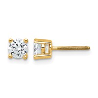 True Origin 14K Yellow Gold 0.75 Carat Lab Grown Diamond VS+ F+ Round Four Prong Heavy Weight Screw Back Complete Stud Earrings view 1