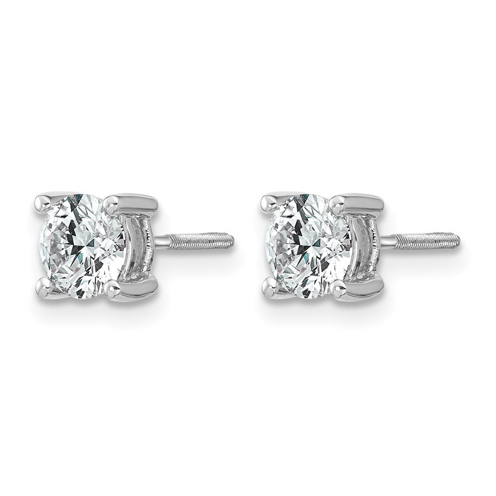 14k White Gold 1 ctw Lab Grown Diamond VS+ F+ Round 4 Prong Heavy Wt. Screwback Stud Earrings (EM1016S-100-WLD)