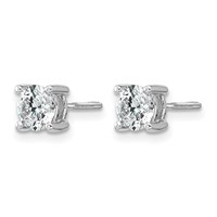 True Origin 14K White Gold 1 Carat Lab Grown Diamond VS+ F+ Round Four Prong Heavy Weight Screw Back Complete Stud Earrings view 2