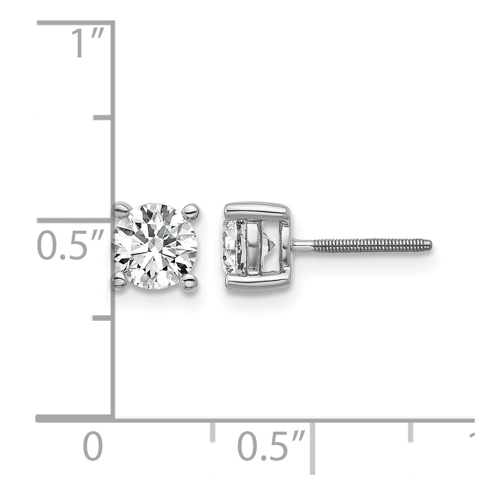 14k White Gold 1 ctw Lab Grown Diamond VS+ F+ Round 4 Prong Heavy Wt. Screwback Stud Earrings (EM1016S-100-WLD)