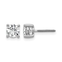 True Origin 14K White Gold 1 Carat Lab Grown Diamond VS+ F+ Round Four Prong Heavy Weight Screw Back Complete Stud Earrings view 1