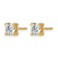True Origin 14K Yellow Gold 1 Carat Lab Grown Diamond VS+ F+ Round Four Prong Heavy Weight Screw Back Complete Stud Earrings view 2