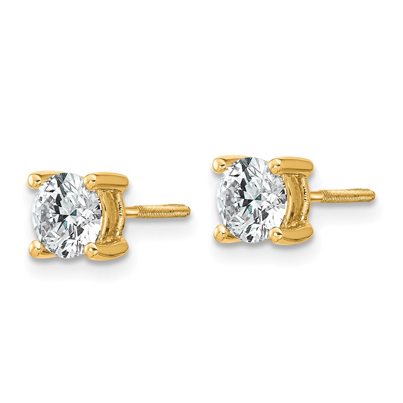 14k Yellow Gold 1 ctw Lab Grown Diamond VS+ F+ Round 4 Prong Heavy Wt. Screwback Stud Earrings