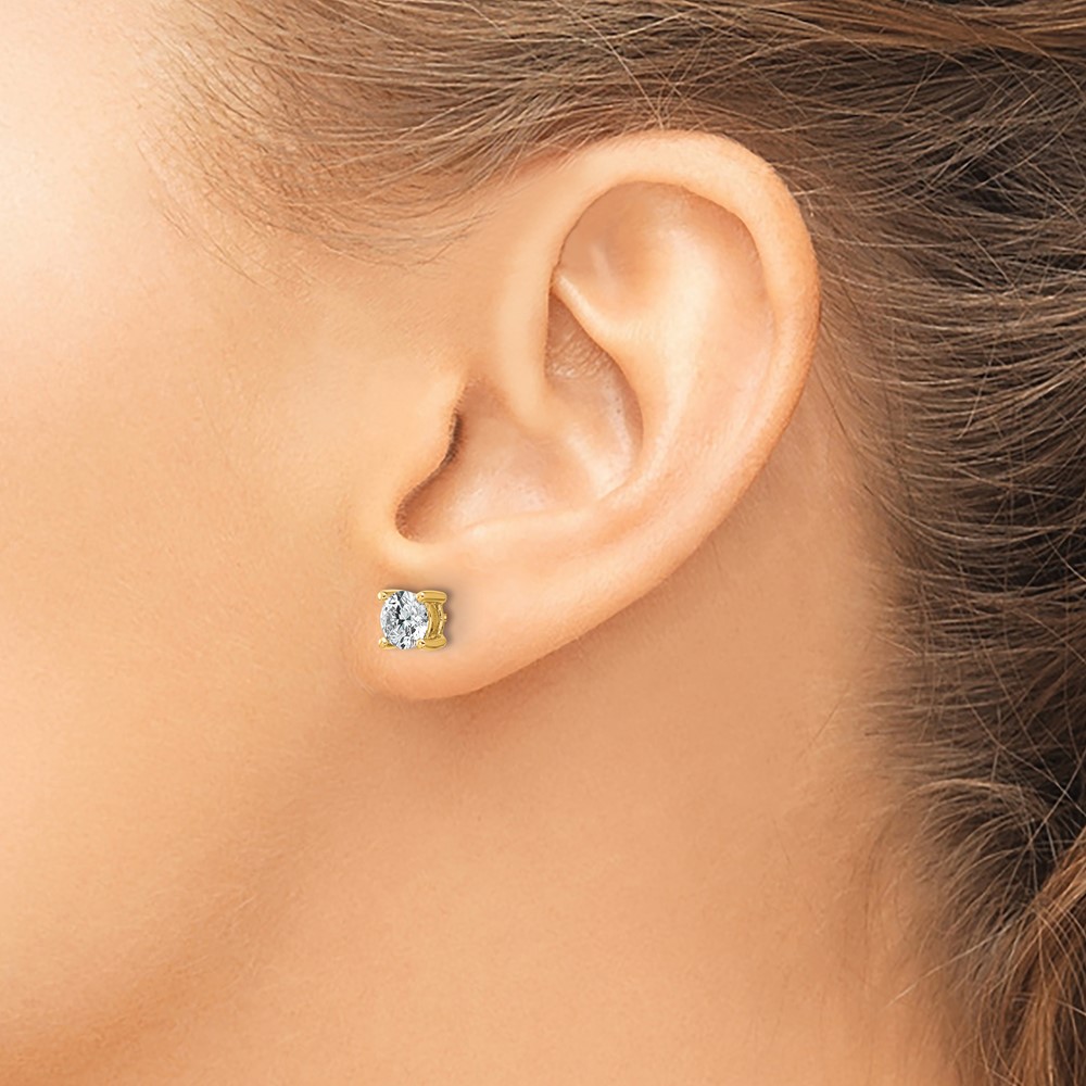 14k Yellow Gold 1 ctw Lab Grown Diamond VS+ F+ Round 4 Prong Heavy Wt. Screwback Stud Earrings (EM1016S-100-LD)