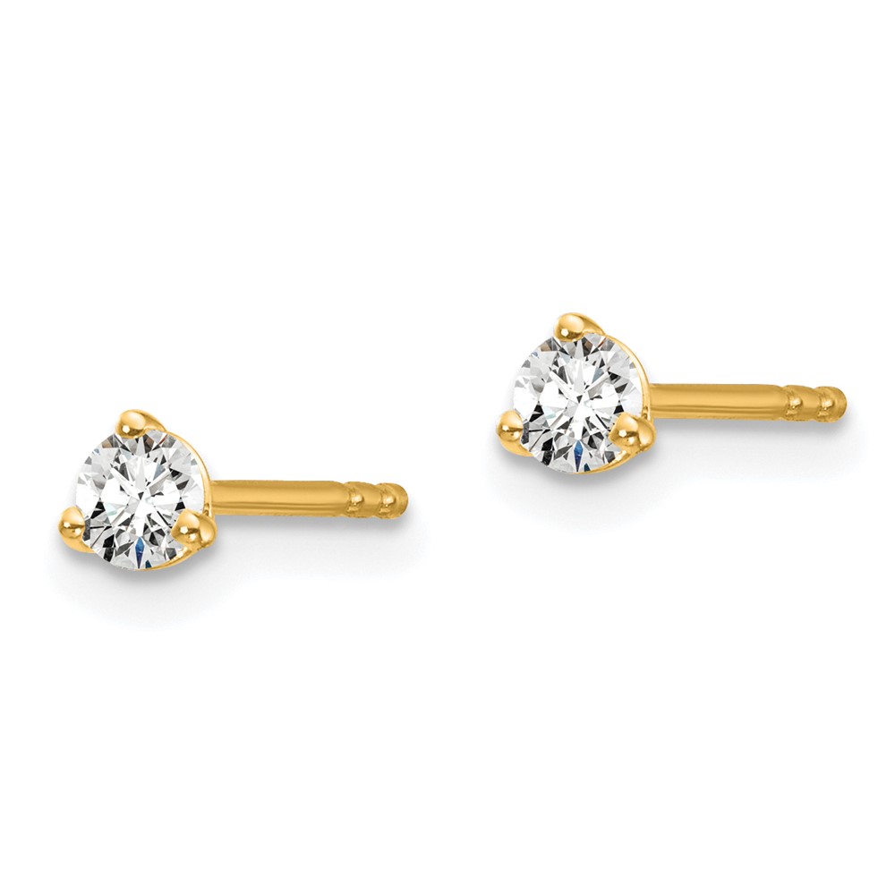 14k Yellow Gold 1/5 ctw Lab Grown Diamond VS+ F+ Round 3 Prong Heavy Wt. Stud Earrings (EM1017-020-LD)