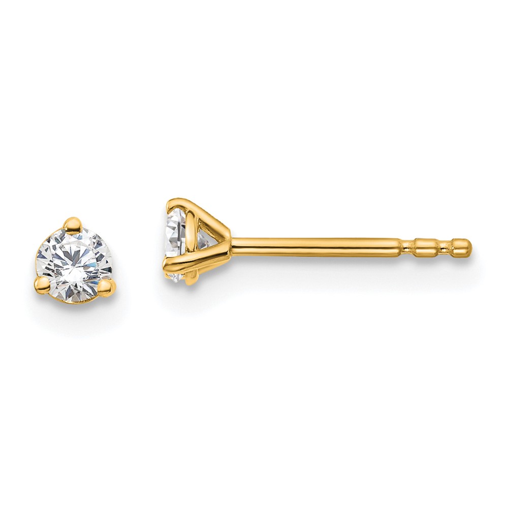 14k Yellow Gold 1/5 ctw Lab Grown Diamond VS+ F+ Round 3 Prong Heavy Wt. Stud Earrings (EM1017-020-LD)
