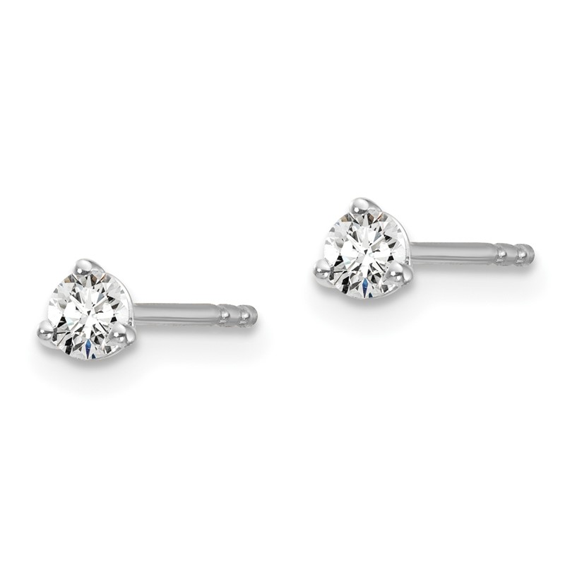 14k White Gold 1/5 ctw Lab Grown Diamond VS+ F+ Round 3 Prong Heavy Wt. Stud Earrings