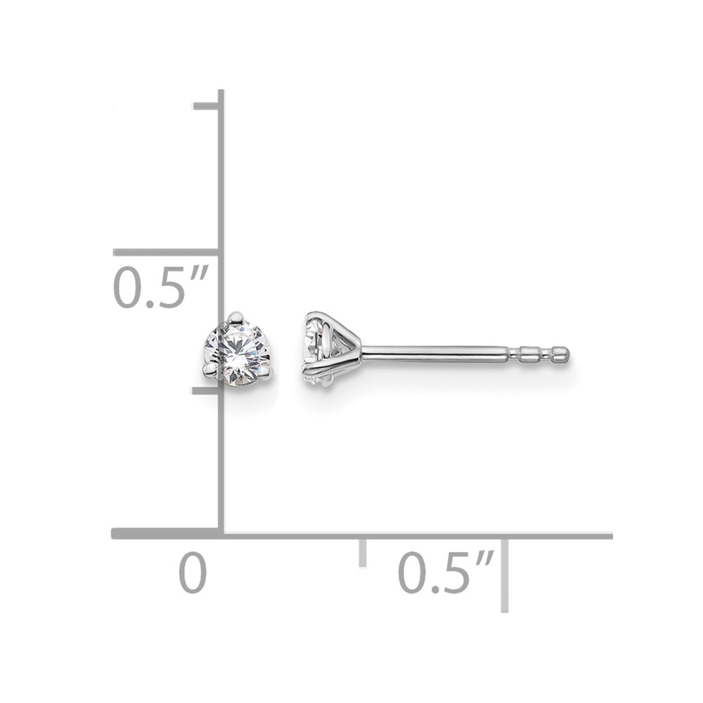 14k White Gold 1/5 ctw Lab Grown Diamond VS+ F+ Round 3 Prong Heavy Wt. Stud Earrings (EM1017-020-WLD)