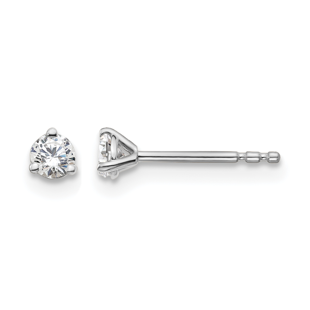 14k White Gold 1/5 ctw Lab Grown Diamond VS+ F+ Round 3 Prong Heavy Wt. Stud Earrings (EM1017-020-WLD)