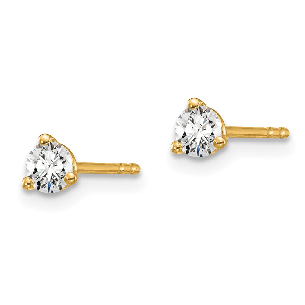 14k Yellow Gold 1/4 ctw Lab Grown Diamond VS+ F+ Round 3 Prong Heavy Wt. Stud Earrings (EM1017-025-LD)