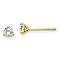 True Origin 14K Yellow Gold 0.25 Carat Lab Grown Diamond VS+ F+ Round Three Prong Heavy Weight Complete Stud Earrings view 1