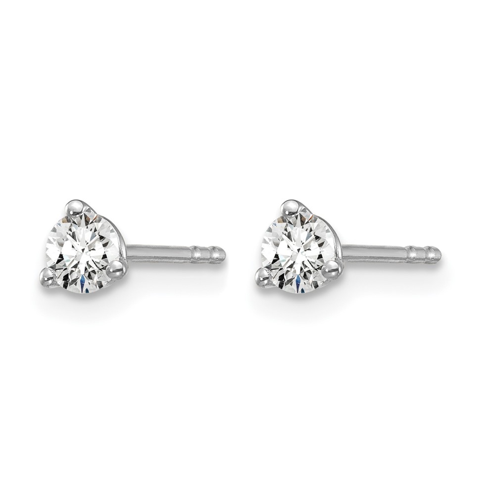 14k White Gold 1/4 ctw Lab Grown Diamond VS+ F+ Round 3 Prong Heavy Wt. Stud Earrings (EM1017-025-WLD)