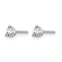 True Origin 14K White Gold 0.25 Carat Lab Grown Diamond VS+ F+ Round Three Prong Heavy Weight Complete Stud Earrings view 2