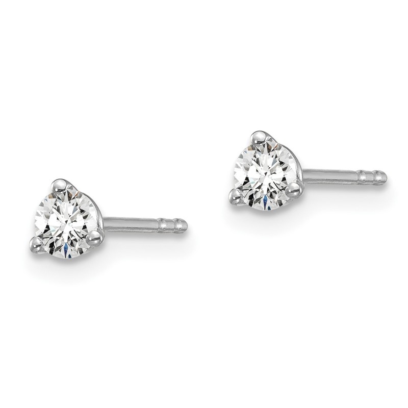 14k White Gold 1/4 ctw Lab Grown Diamond VS+ F+ Round 3 Prong Heavy Wt. Stud Earrings