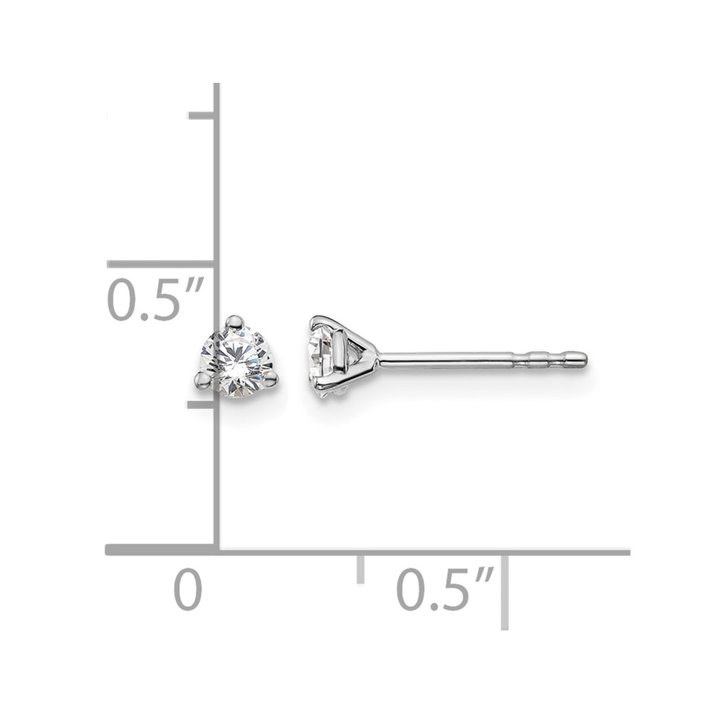 14k White Gold 1/4 ctw Lab Grown Diamond VS+ F+ Round 3 Prong Heavy Wt. Stud Earrings (EM1017-025-WLD)