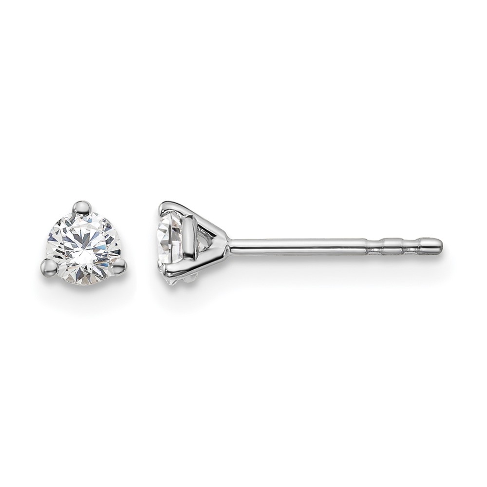 14k White Gold 1/4 ctw Lab Grown Diamond VS+ F+ Round 3 Prong Heavy Wt. Stud Earrings (EM1017-025-WLD)