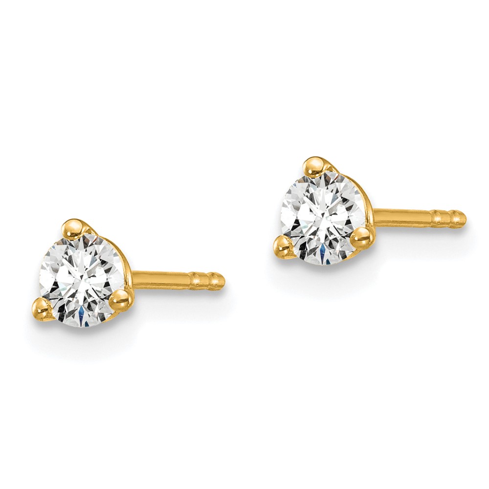 14k Yellow Gold 1/3 ctw Lab Grown Diamond VS+ F+ Round 3 Prong Heavy Wt. Stud Earrings (EM1017-033-LD)
