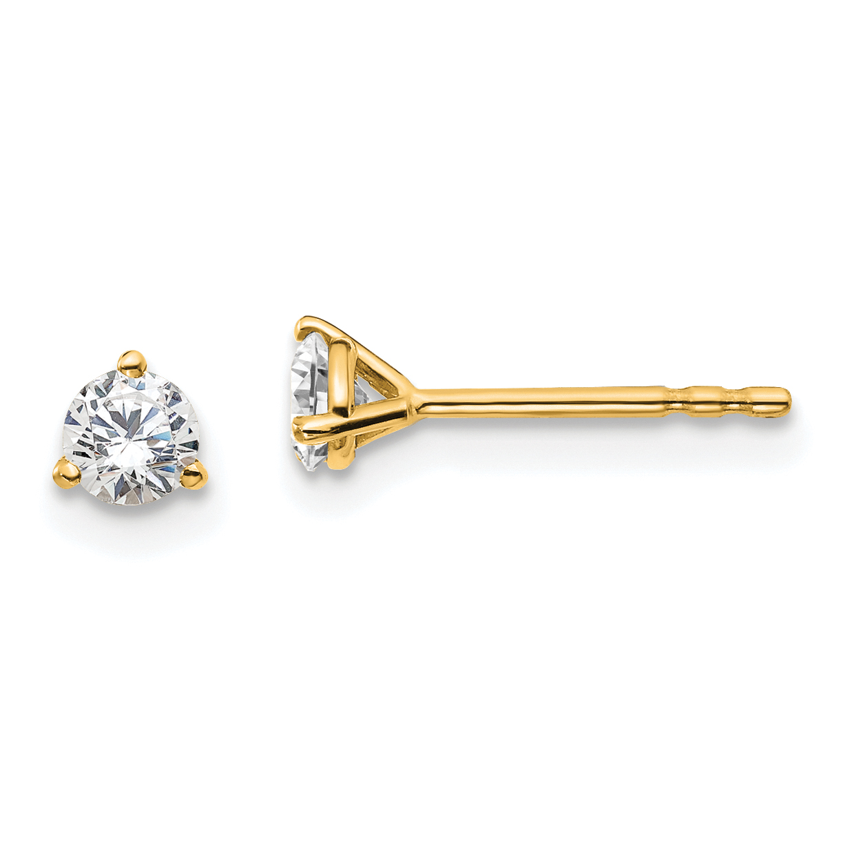 14k Yellow Gold 1/3 ctw Lab Grown Diamond VS+ F+ Round 3 Prong Heavy Wt. Stud Earrings (EM1017-033-LD)