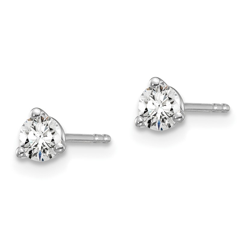 14k White Gold 1/3 ctw Lab Grown Diamond VS+ F+ Round 3 Prong Heavy Wt. Stud Earrings