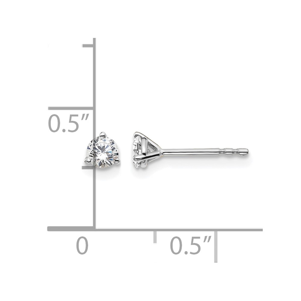 14k White Gold 1/3 ctw Lab Grown Diamond VS+ F+ Round 3 Prong Heavy Wt. Stud Earrings (EM1017-033-WLD)