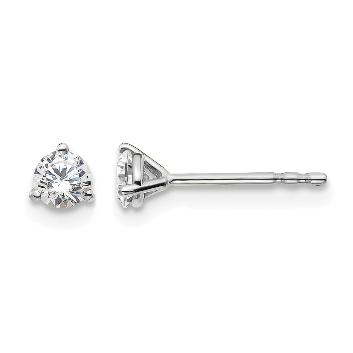 14k White Gold 1/3 ctw Lab Grown Diamond VS+ F+ Round 3 Prong Heavy Wt. Stud Earrings (EM1017-033-WLD)