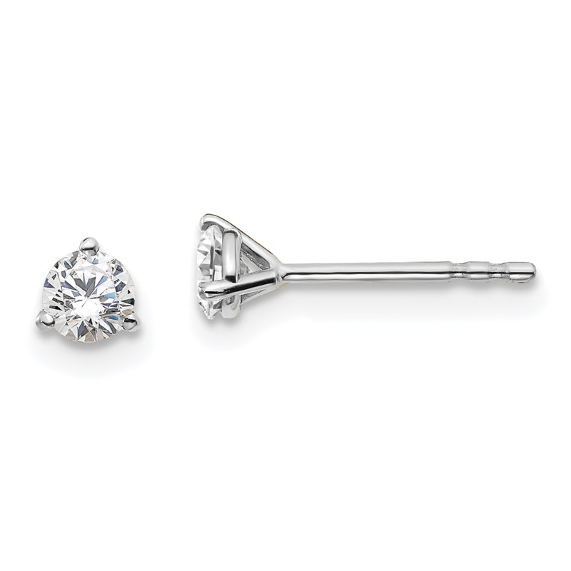 14k White Gold 1/3 ctw Lab Grown Diamond VS+ F+ Round 3 Prong Heavy Wt. Stud Earrings