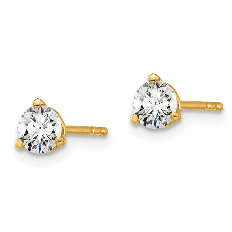 14k Yellow Gold 1/2 ctw Lab Grown Diamond VS+ F+ Round 3 Prong Heavy Wt. Stud Earrings