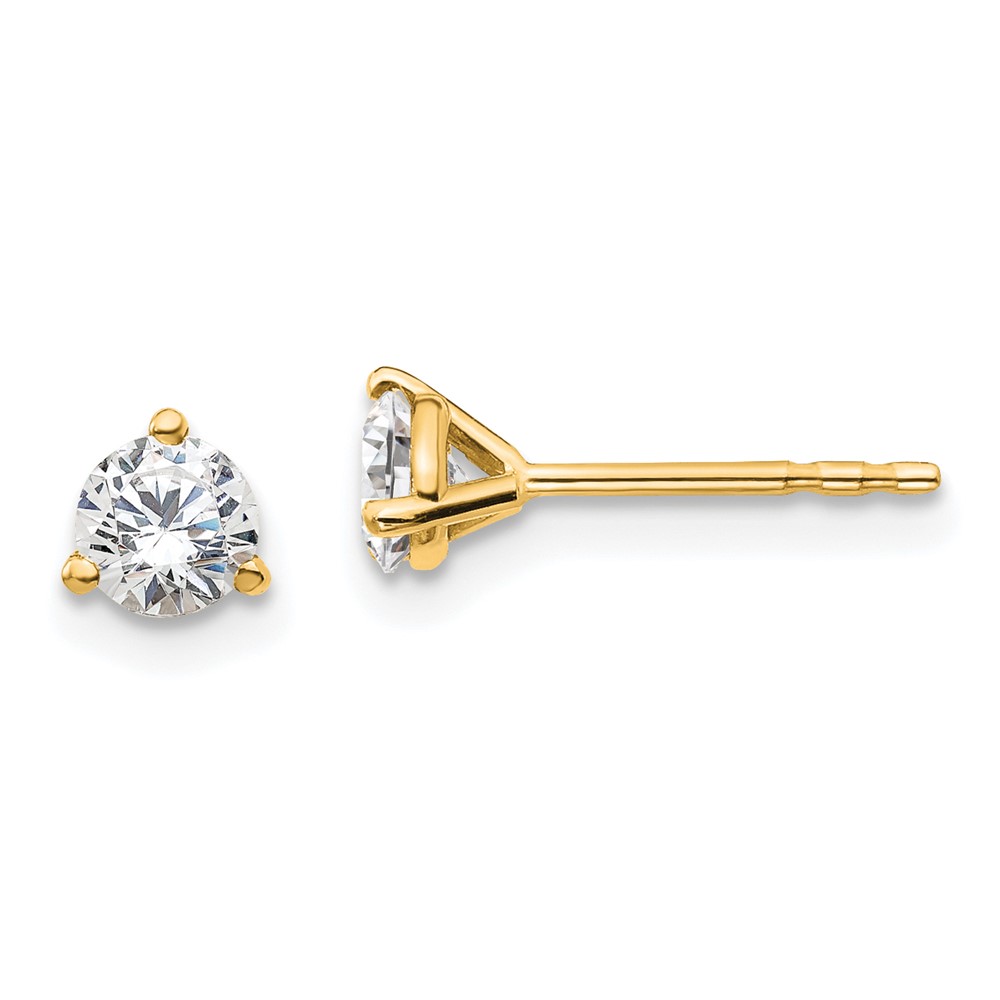 14k Yellow Gold 1/2 ctw Lab Grown Diamond VS+ F+ Round 3 Prong Heavy Wt. Stud Earrings (EM1017-050-LD)