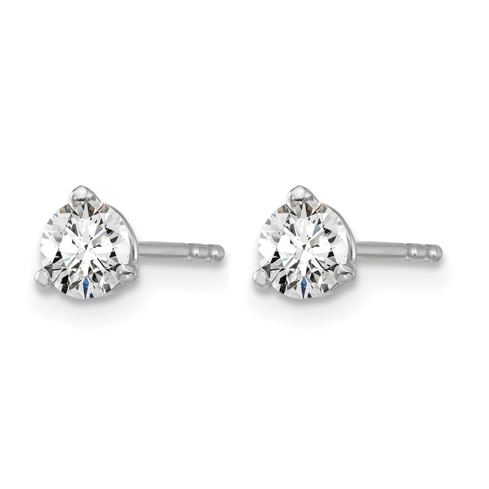 14k White Gold 1/2 ctw Lab Grown Diamond VS+ F+ Round 3 Prong Heavy Wt. Stud Earrings (EM1017-050-WLD)