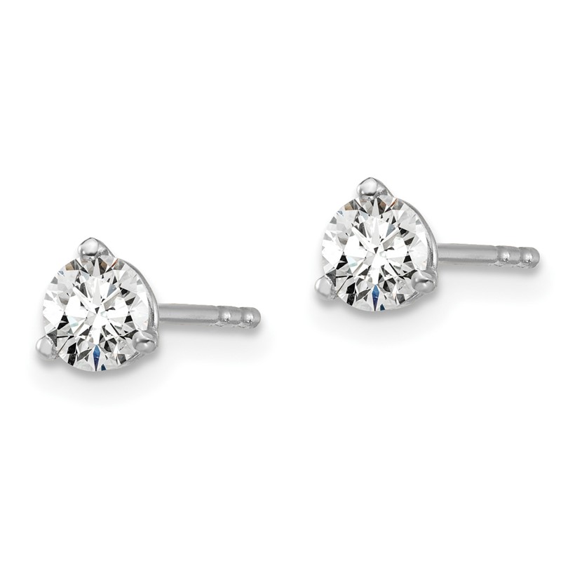 14k White Gold 1/2 ctw Lab Grown Diamond VS+ F+ Round 3 Prong Heavy Wt. Stud Earrings