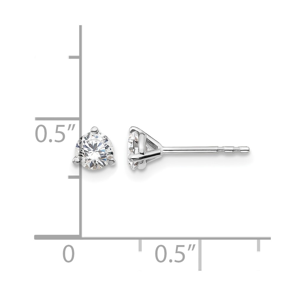 14k White Gold 1/2 ctw Lab Grown Diamond VS+ F+ Round 3 Prong Heavy Wt. Stud Earrings (EM1017-050-WLD)