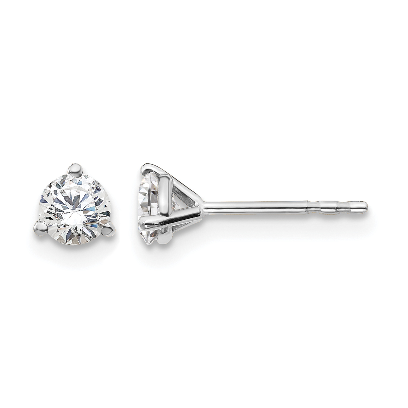 14k White Gold 1/2 ctw Lab Grown Diamond VS+ F+ Round 3 Prong Heavy Wt. Stud Earrings (EM1017-050-WLD)