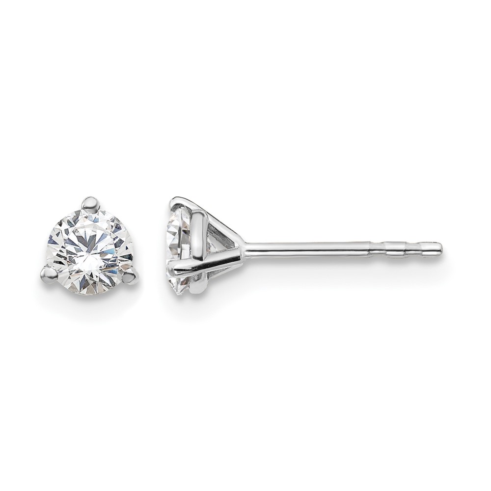 14k White Gold 1/2 ctw Lab Grown Diamond VS+ F+ Round 3 Prong Heavy Wt. Stud Earrings (EM1017-050-WLD)