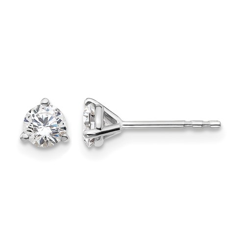 True Origin 14K White Gold 0.50 Carat Lab Grown Diamond VS+ F+ Round Three Prong Heavy Weight Complete Stud Earrings