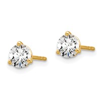 True Origin 14K Yellow Gold 0.67 Carat Lab Grown Diamond VS+ F+ Round Three Prong Heavy Weight Complete Stud Earrings view 2