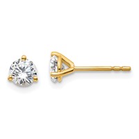 True Origin 14K Yellow Gold 0.67 Carat Lab Grown Diamond VS+ F+ Round Three Prong Heavy Weight Complete Stud Earrings view 1