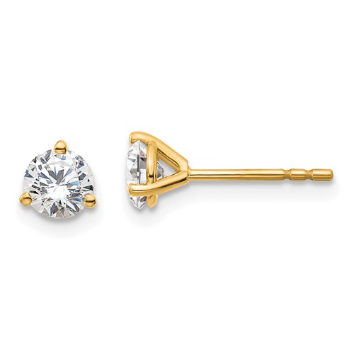 True Origin 14K Yellow Gold 0.67 Carat Lab Grown Diamond VS+ F+ Round Three Prong Heavy Weight Complete Stud Earrings