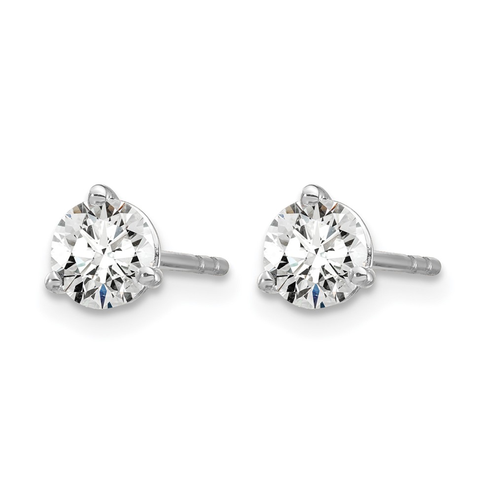 14k White Gold 2/3 ctw Lab Grown Diamond VS+ F+ Round 3 Prong Heavy Wt. Stud Earrings (EM1017-066-WLD)